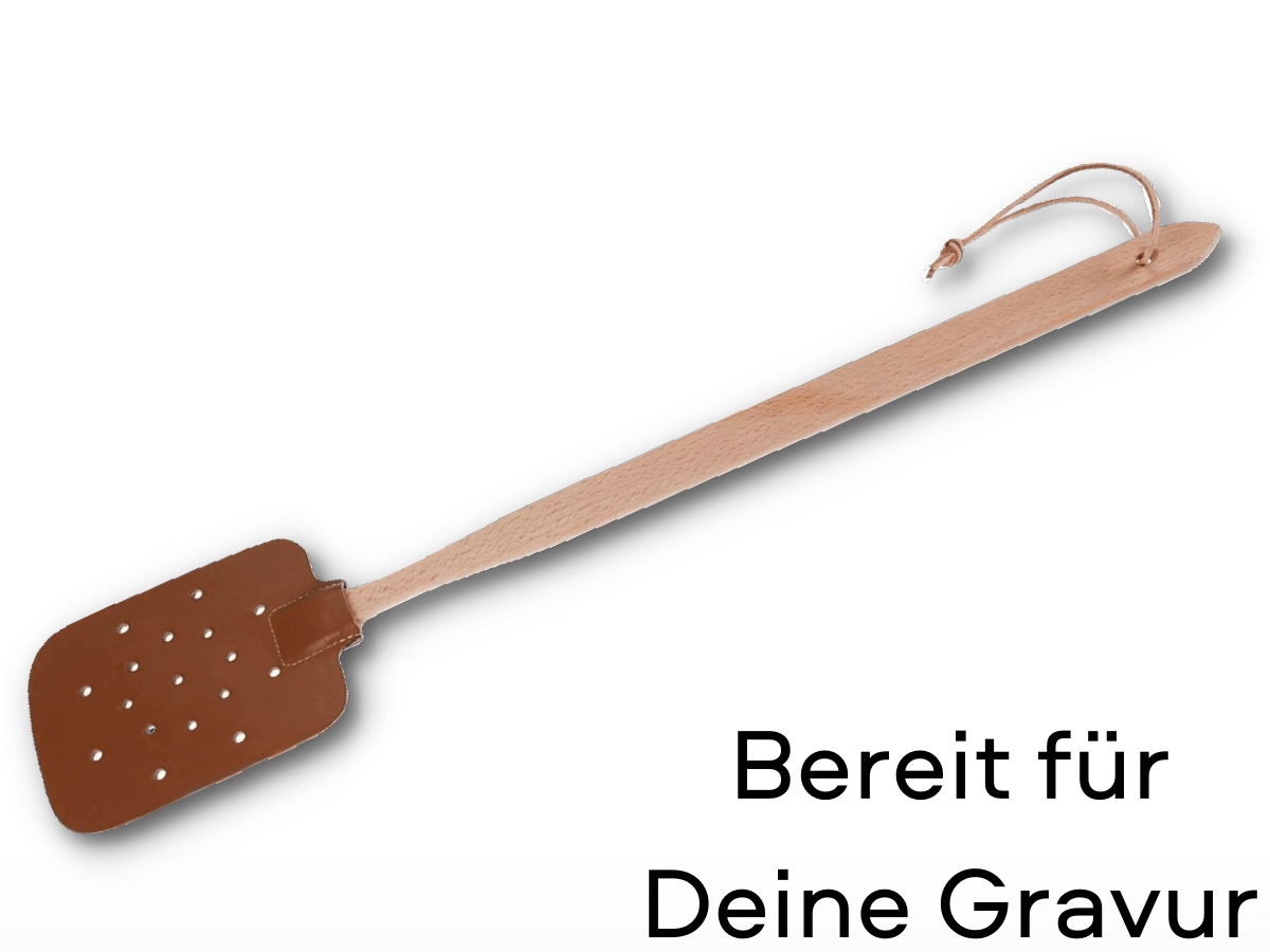 Fliegenklatsche- aus Buche mit Leder