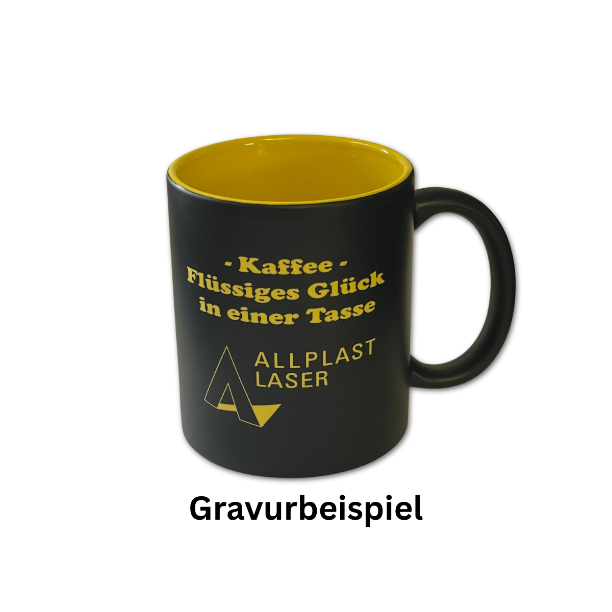 Tasse aussen schwarz matt - innen farbig glänzend - direkt lasergravierbar - unterschiedl. Farben