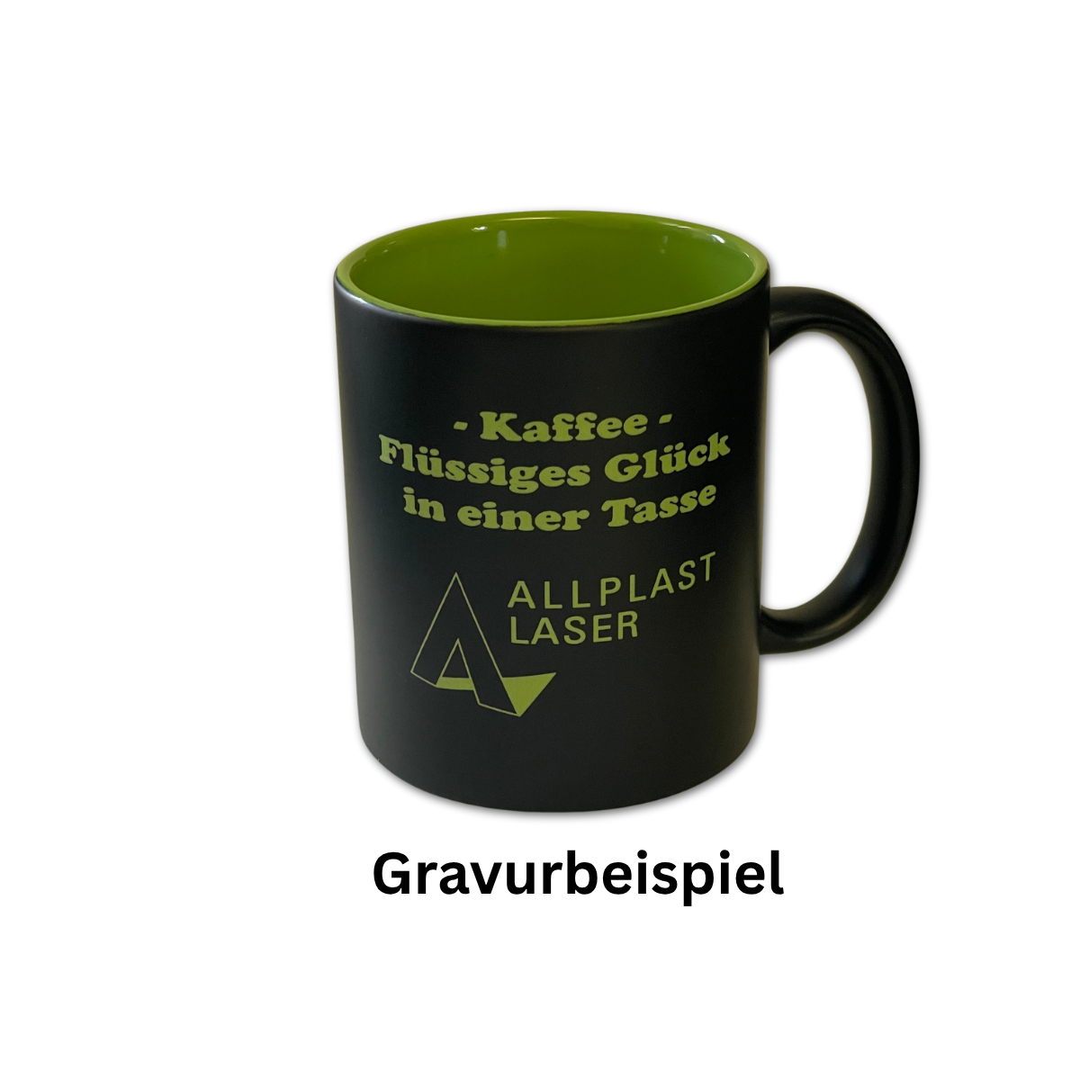 Tasse aussen schwarz matt - innen farbig glänzend - direkt lasergravierbar - unterschiedl. Farben