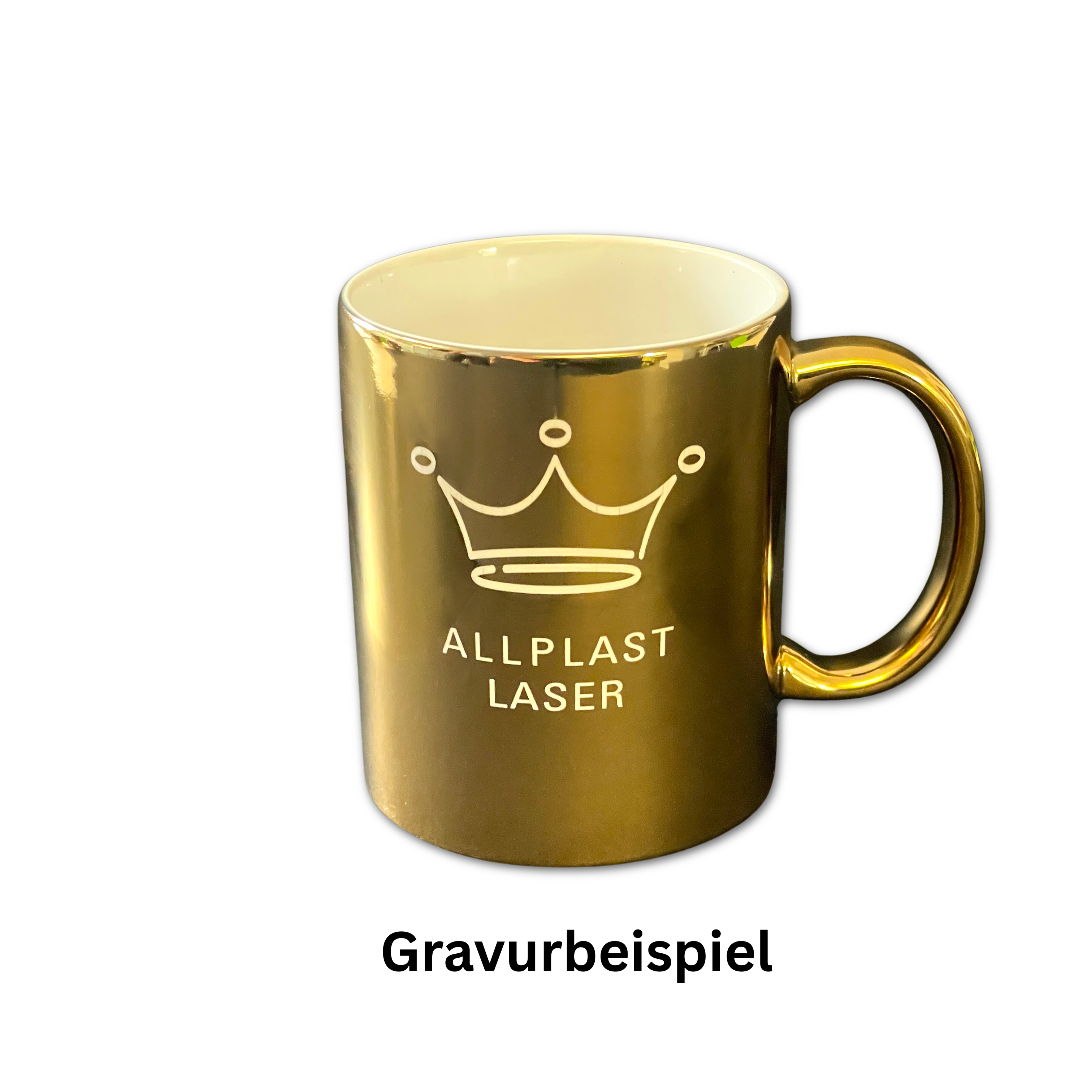 Tasse gold glänzend - innen weiß glänzend - direkt lasergravierbar