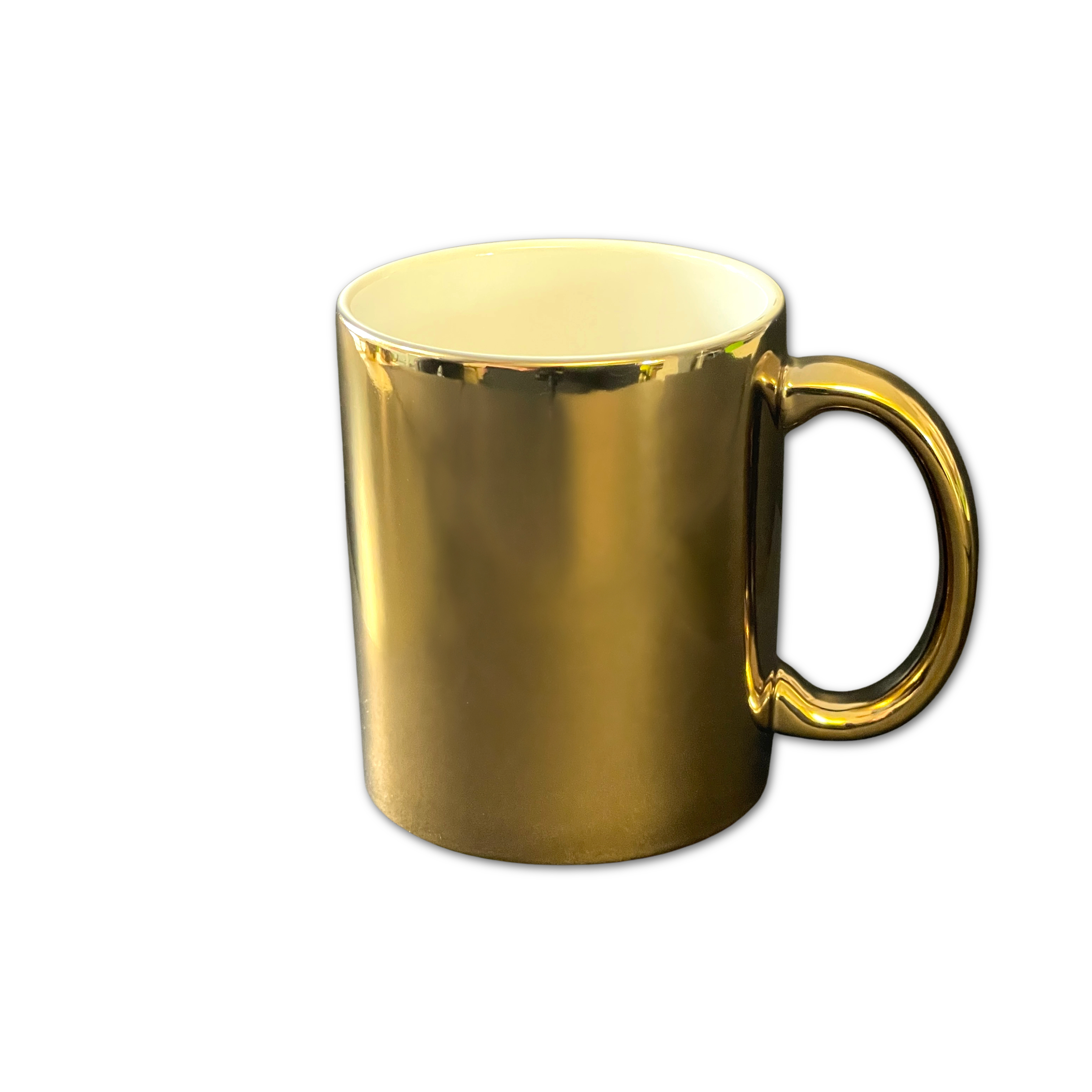 Tasse gold glänzend - innen weiß glänzend - direkt lasergravierbar