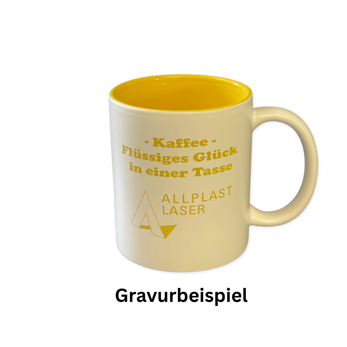 Tasse aussen weiss matt - innen farbig glänzend - direkt lasergravierbar - unterschiedl. Farben