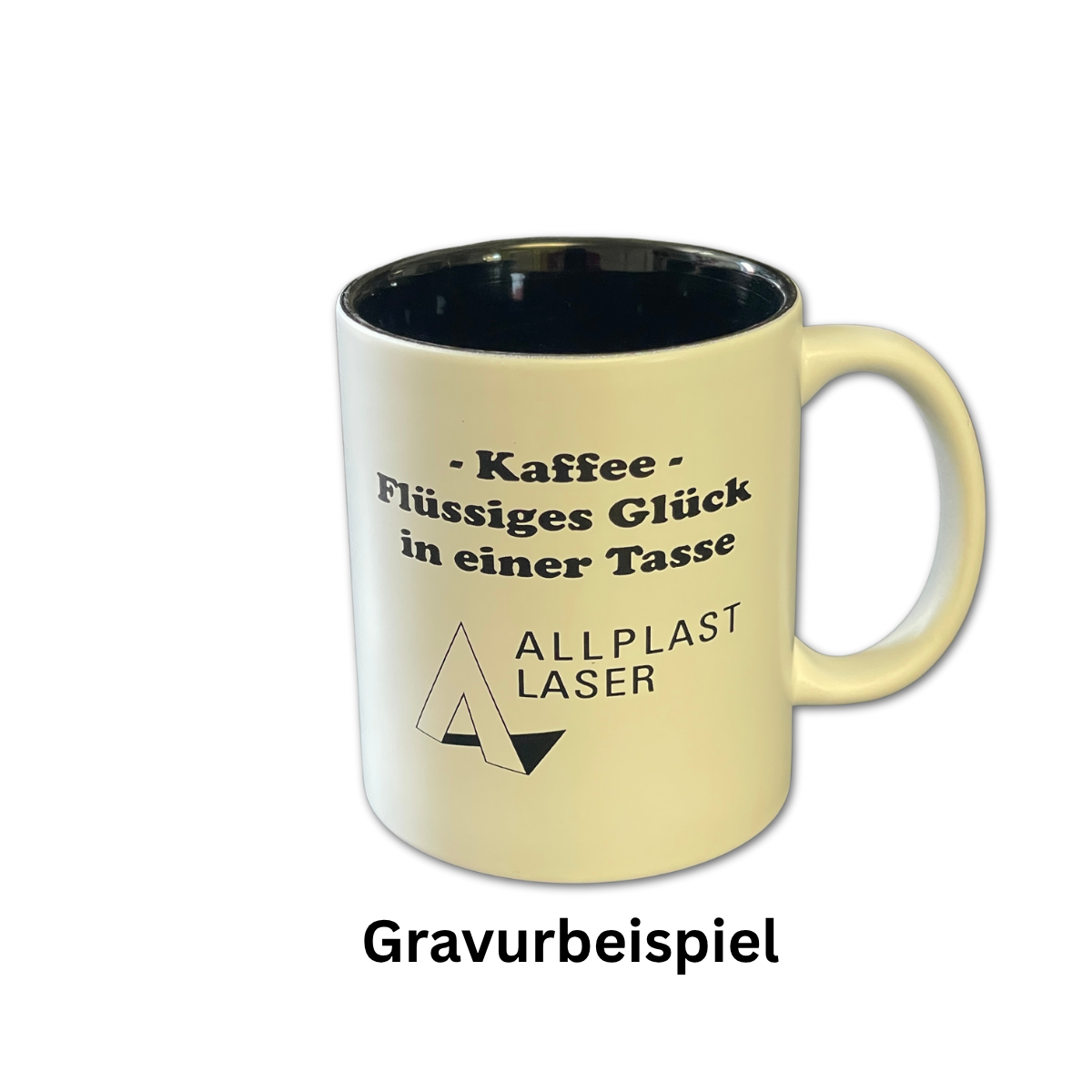 Tasse aussen weiss matt - innen farbig glänzend - direkt lasergravierbar - unterschiedl. Farben