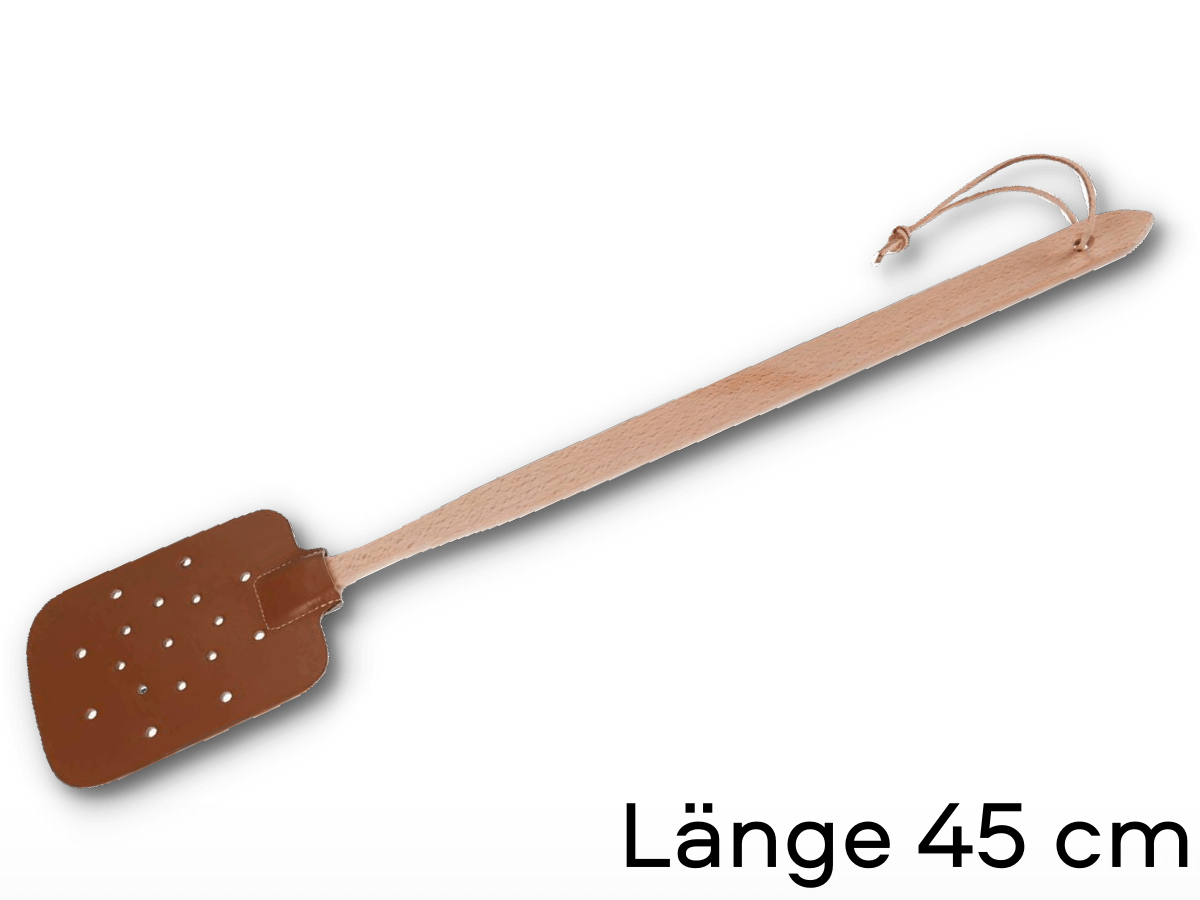 Fliegenklatsche- aus Buche mit Leder