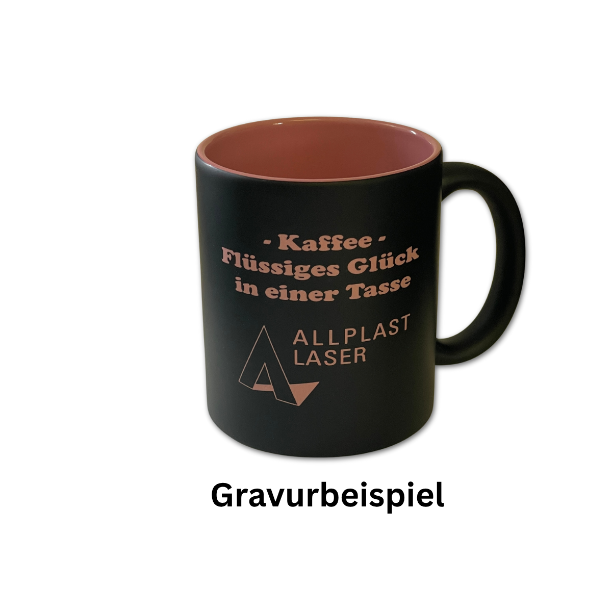 Tasse aussen schwarz matt - innen farbig glänzend - direkt lasergravierbar - unterschiedl. Farben