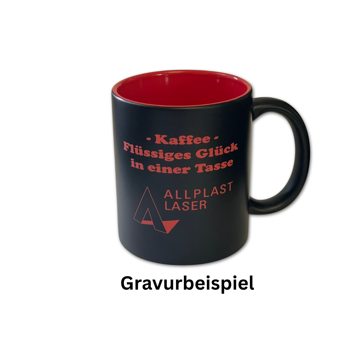 Tasse aussen schwarz matt - innen farbig glänzend - direkt lasergravierbar - unterschiedl. Farben