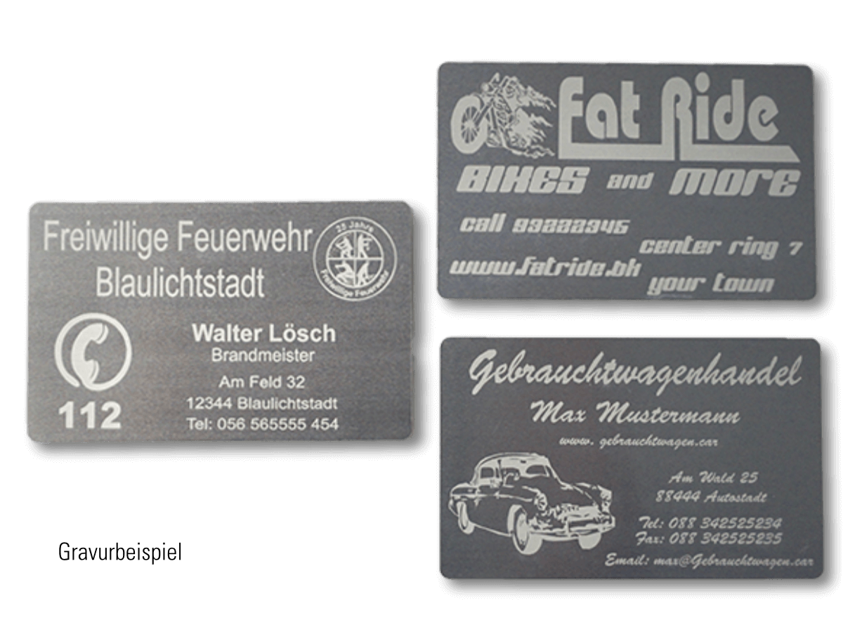 Aluminium Visitenkarten 100 Stück/Pack