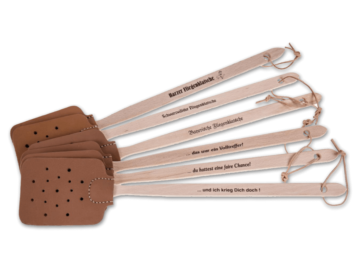 Fly swatter - made of beech with leather